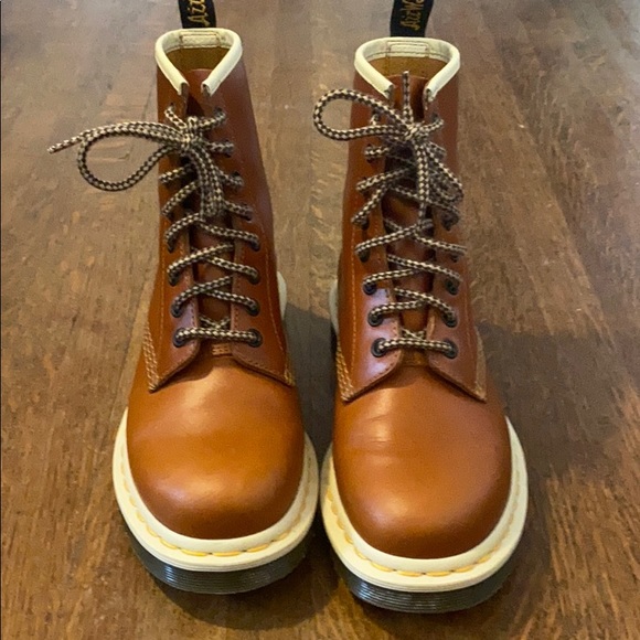 Dr. Martens Shoes - Dr Marten 1460’s tan leather with white trim - 7